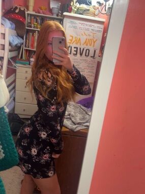 Arizona Jean Company Black‎ Floral Top with Pink and Gray Accents